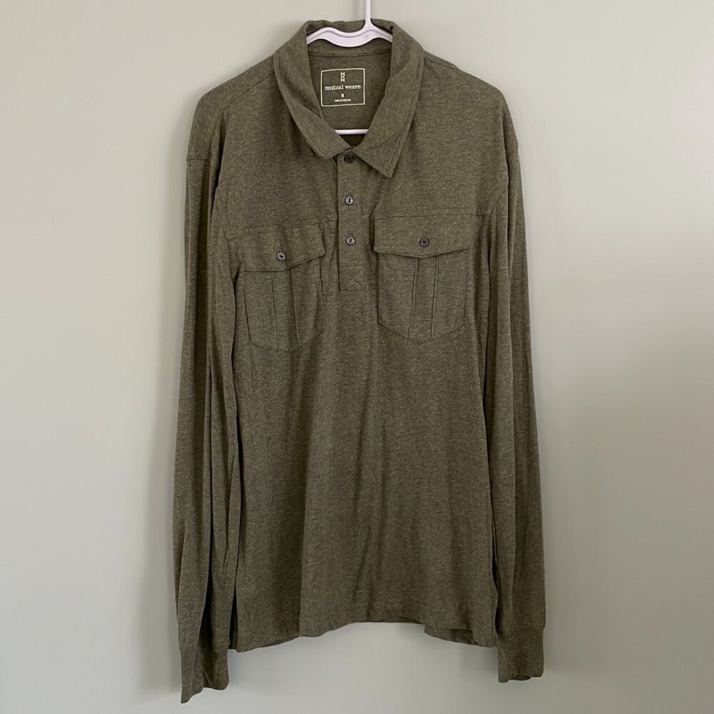Mutual Weave Men's M Long Sleeve W/ Pockets Green Shirt NWT C-40" L-31" S-27"
